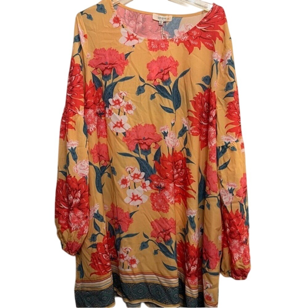 Umgee Women's 2XL Pink Yellow Blue Long Sleeved Summer Dress - Picture 8 of 8
